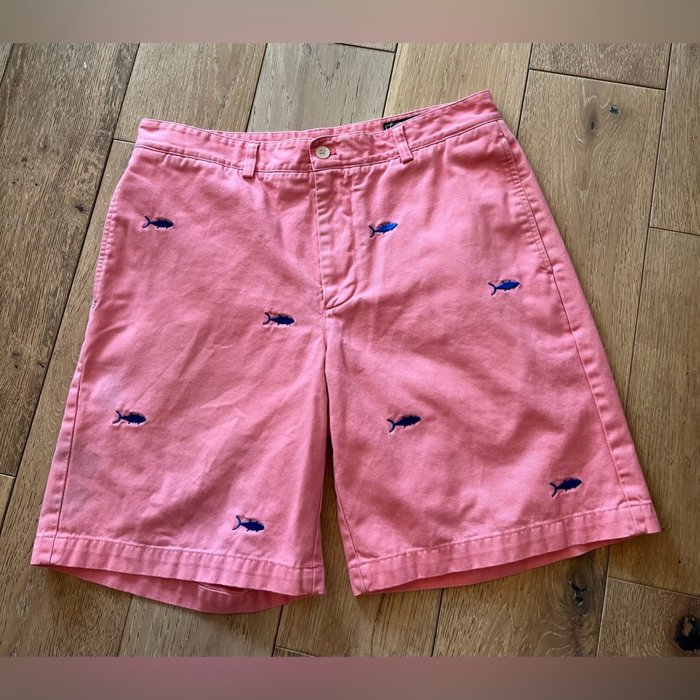 VINEYARD VINES Shep & Ian Club Shorts Pink w Blue Swordfish Pockets Sz 32